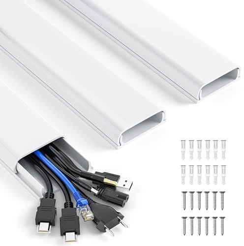 MUDEELA Canalina per Cavi Elettrici Bianca, 1,2 m XXL Canalina Passacavi Muro, Set di Gestione dei Cavi per Casa, Ufficio, 3 x L400 mm, 60 mm x 20 mm