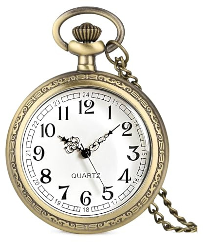 Fogitbok Vintage Quartz Pocket Watches for Men with Chains, Analog Pocket Watch for Women, Gifts for Dad/Grandpa Gifts for Him for Birthday