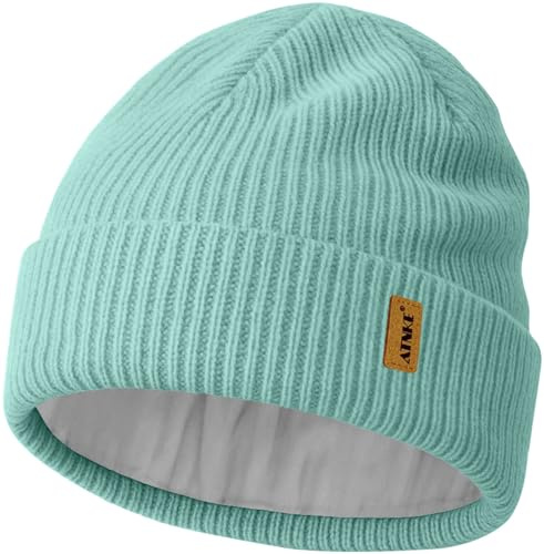 ATNKE Unisex Strick Beanie Mütze, Dehnbar Dick Warm Fleece Gefüttert Alltagstauglich Winter Weich Mit Bündchen Wollig Totenkopfmütze Geschenke für Herren Väter und Damen