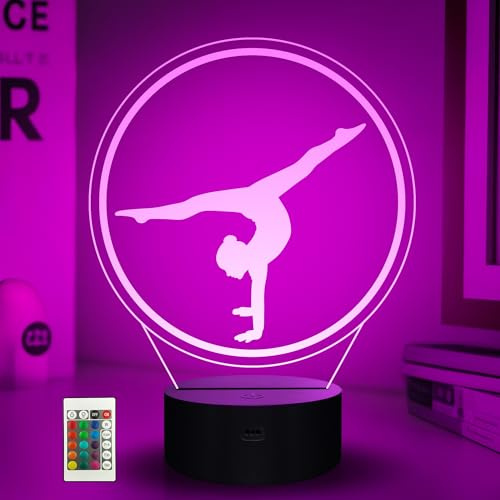 Ammonite Gymnastik Nachtlicht, 3D-LED-Gymnastik-Sportlampe mit 16 Farbwechseln, Fernbedienung und Timer, Geschenke für Mädchen, Frauen, Sportlerinnen und Gymnastikbegeisterte