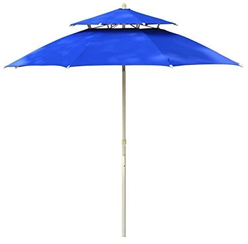 Sombrilla para exteriores de 2,3 m, grande de doble techo, resistente al sol, resistente al viento y al agua, perfecta para jardín, balcón, playa y terraza