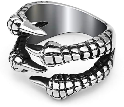 Fachoice Antiker Drachenklauen-Wickelring für Männer Punk-Adlerklauen-Ring Gotisch-Drachen Adlerklauen-Schmuck fur Herren