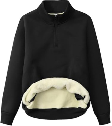 MJGkhiy Felpa Pile Uomo con Mezza Zip Senza Cappuccio Invernale Caldo Maglia Termica Manica Lunga Top Basic Foderato in Fleece Sweatshirt Felpate Pullover Teddy Felpe Abbigliamento Invernali Casa