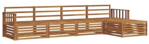 vidaXL Outdoor-Sofagarnitur 5 pcs Natur Massivholz Akazie, Gartenlounge, Moderne Outdoor-Sofa, gemütliche Sitzgruppe, langlebige Terrasse für entspannte Stunden