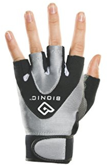Bionic Women's StableGrip 1/2 Finger Fitness Gloves, Medium, Black/Silver