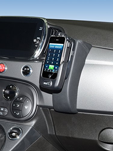 KUDA Handyhalterung passend für FIAT 500 ab 07/2015 - Telefonkonsole für Smartphones, Handys, Navi und mehr – Kunstlederkonsole, schwarz, 2275