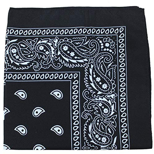 Halstuch, doppelseitig, 100% Baumwolle, Paisleymuster, 56 cm - Schwarz - 22