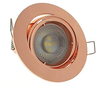 UKEW 10 X Tiltable Twist Lock GU10 Downlights Spotlight Lights Ceiling Recessed Spotlights Mains 230V Interior Lights White Satin Chrome Black Chrome Rose Gold (Rose Gold)
