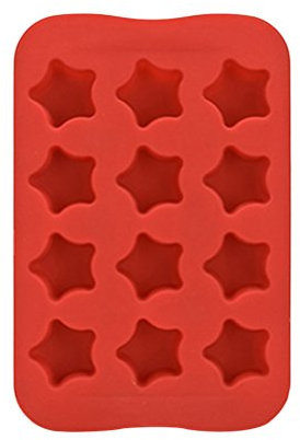 BESTonZON Silikon Eiswürfelform Schokoladenform Pralinenformen Hitzebeständige Sterne Form für DIY Schokoladen Pudding Süßigkeit Gelee 12 Gitter (Rot)