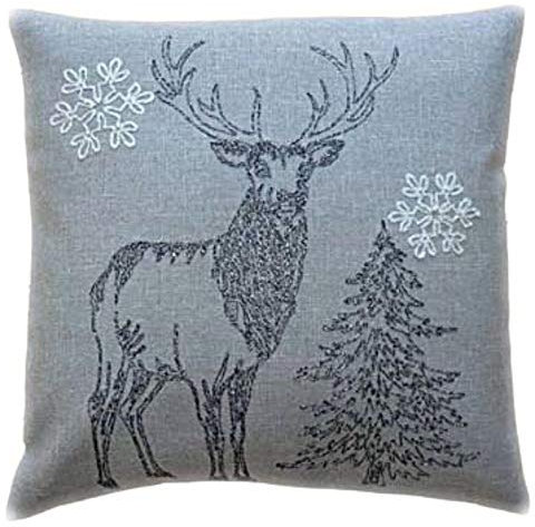 Raebel Kissenhülle 40 cm x 40 cm Stickerei Elch grau Weihnachten