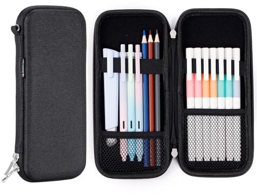 iDream365 Federmäppchen Box für Erwachsene,Haltbare Stiftetasche mit Reißverschluss-Schwarz