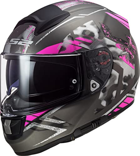 LS2 Motorradhelm FF397 VECTOR FT2 STENCIL TITANIUM PURPLE, Schwarz/Lila, L