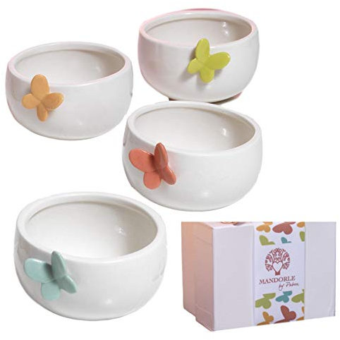 Mandorle by Paben 4 Pezzi Ciotolina coppetta con farfalla in porcellana Bomboniera Utile Matrimonio Comunione Cresima Idea Regalo Lista Nozze, Ogni pezzo con scatola Bomboniera Regalo
