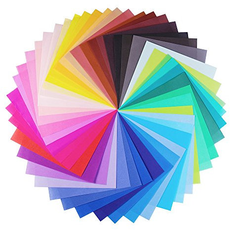 Opret Origami-Papier 15x15, 100 Blatt 50 Farben 15 x 15 cm Einseitig Farbiges Papier Faltpapier Quadratisch für DIY Kunst und Bastelprojekte
