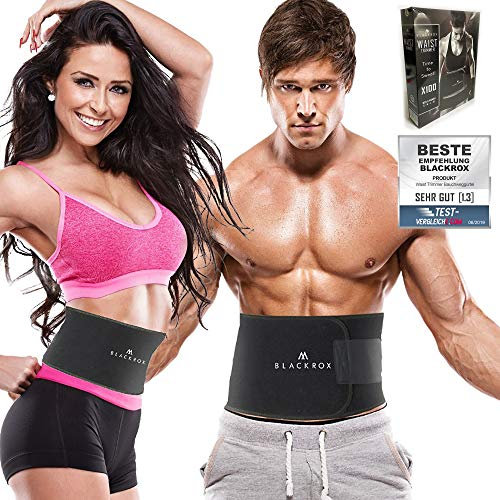 BLACKROX Trimm Your Waist Fitnessgürtel Vergleichssieger Damen & Herren,Schwitzgürtel zur Fettverbrennung, Premium Fitness Gürtel Verstellbarer Sauna Bauchweggürtel zum Abnehmen (Schwarz, S)