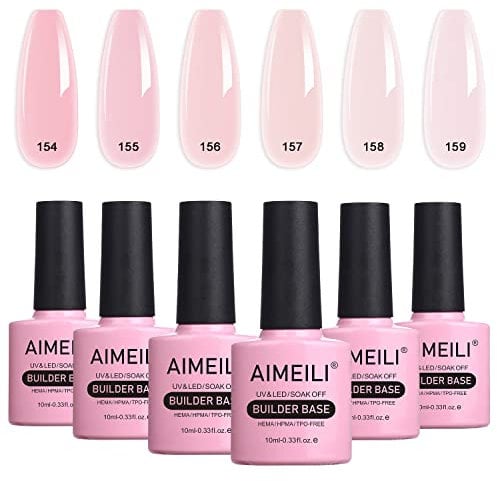 AIMEILI Builder Gel Set, 8 in 1 Builder Nail Gel Builder Gel In a Bottle Quick Building Gel UV LED Builder Base Nail Extension Gel Nagelverlängerung Gel Kit 6-37
