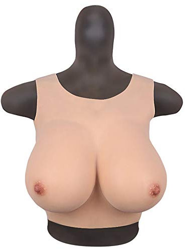 FSYH Silicone Breast Plates - Fake Breast Form Enhancers Round Collar for Crossdressers Transgender Mastectomy Cosplay Bra,Skin,Cup G