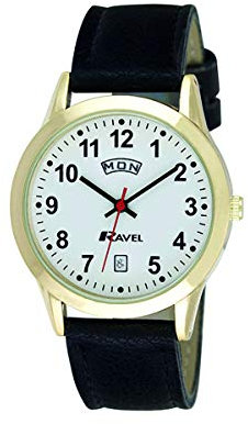 Ravel - Damen-Uhr mit Tages- und Datumskalender - Analoges Quarzwerk - R0706.19.2 - Schwarz/Goldton