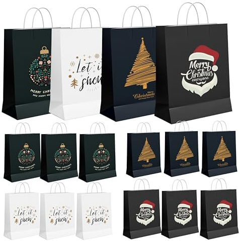 72x Weihnachtstasche Geschenktasche Geschenktüte Weihnachtstüte Geschenktasche für Weihnachten, Nikolaus, Geburtstag