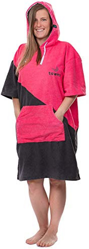 Towee Surf Poncho, Handtuch mit Kapuze, Camping Bademantel für Damen und Herren (Rosa, 70 x 100 cm)