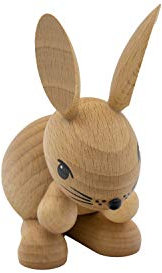 Kuhnert Drechslerei Osterdekoration/Osterhase „Hermine“ stehend, Blick nach unten gerichtet, aus hellem Holz, für EIN Bezauberndes Osterfest oder eine dauerhafte Dekoration, Made in Germany