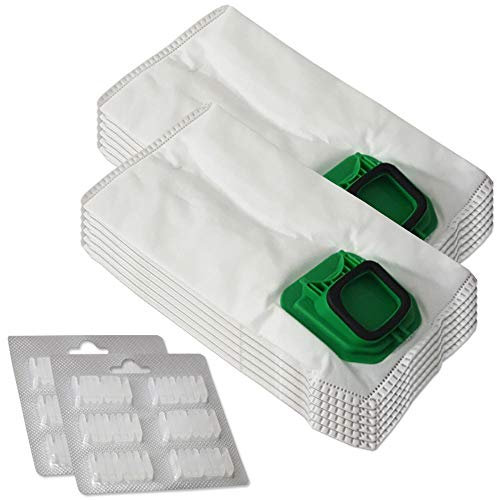 Juego de 12 bolsas de aspiradora de microfibra + 12 ambientadores adecuado para Folletto Vorwerk Kobold 140, 150, VK 140, VK 150, VK140, VK150, FP140, FP150, con cierre higiénico