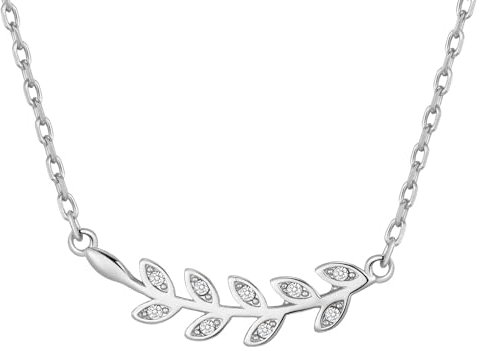 Philip Jones Silver Plated Leaf Necklace Created with Zircondia® Crystals