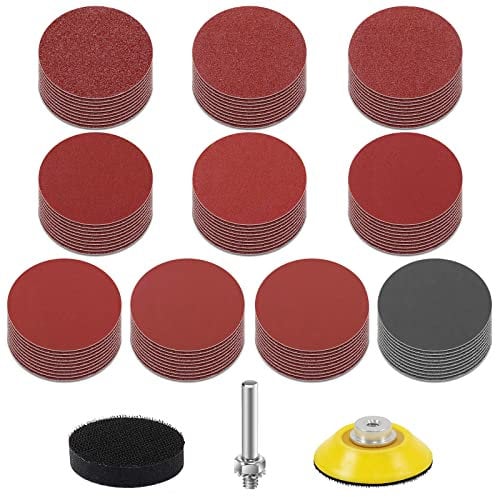 KONGMING 100 Pezzi Dischi Abrasivi 50mm Dischi Carta Abrasiva Grana 80 120 180 240 320 400 600 1000 2000 3000 Kit di Levigatura Dischetti Abrasivi da 2 Pollici