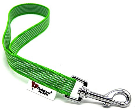 Twinkys Dog Style Kurzführer Hundeleine Handschlaufe gummiert 20 mm breit Neon Grün mit Bolzenkarabiner Made IN Germany