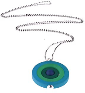 Adi-Modeschmuck lange Kette 'Filippa', Kreisförmiger Anhänger aus Polaris Ringen an einer 70cm langen Edelstahlkette, handgefertigt in Berlin (Petrol, Grün)