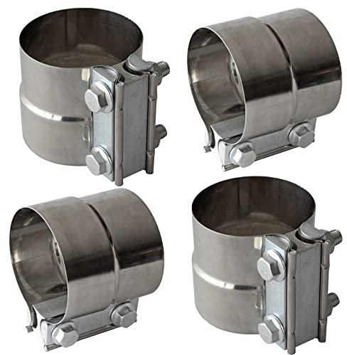 Exhaust Band Clamps 3 Lap Joint 304 Stainless Steel Exhaust Pipe Muffler Band Clamp (3 Inch 4 Pack)