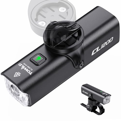 TOWILD CL1200 Bike Lights for Night Riding,Compatible with Garmin/GoPro Mount,1200 Lumen Bright Bike Headlight,5000mAh Rechargeable Battery,Waterproof Bike Front Light for Commuter Cyclists