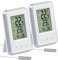 PEARL Wetterstation: 2er-Set digitale Innen- und Außen-Thermometer mit Uhrzeit, LCD-Display (Thermometer mit Außensensor, Temperaturanzeige, Kühlschrankthermometer)