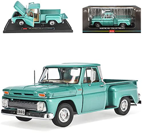 alles-meine.de GmbH Chevrolet Chevy C-10 Stepside 1965 Pick-up Türkis Grün 1/18 Sun Star Modell Auto mit individiuellem Wunschkennzeichen