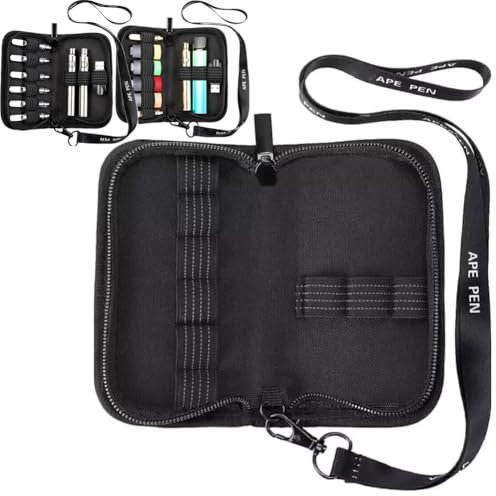 HUIZHU Leere Tasche für Elektronik und 510 Akku und 510 Carts Holster Pouch Stifteetui mit rutschfesten Gummibändern für Pen Style Pods, USB-Disk und Stift-Pods (schwarz)