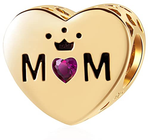 18K Gelb Gold Plated Mom Charms, beste Mama mit Krone CZ Herz Perlen in 925 Sterling Silber, passen Pandora Muttertag Armband, Geschenke für Mutter im Gesetz/Autismus Mother/Weihnachten