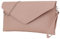SH Leder Echtleder Clutch Umhängetasche kleine Tasche elegant Abendtasche in genarbt Rindleder mit Tragkette 31,5x16,5cm Saya G369 (Nude)