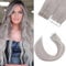 Silk-co Tape in Extensions Echthaar 20stk, leicht Version Tape Extensions Echthaar, Remy Haarextensions Tape in Haarverlängerung Kleber Skin Weft 30g GREY# Grau 50cm