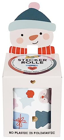 folia 27105 - Stickerrolle WINTER, Sticker Set mit 464 Aufklebern, 4 m lang mit verschiedenen selbstklebenden Motiven