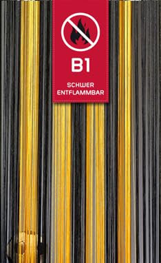 Kaikoon Fadenvorhang Messe B1 schwer entflammbar 90 cm x 240 cm (BxH) gelb-schwarz