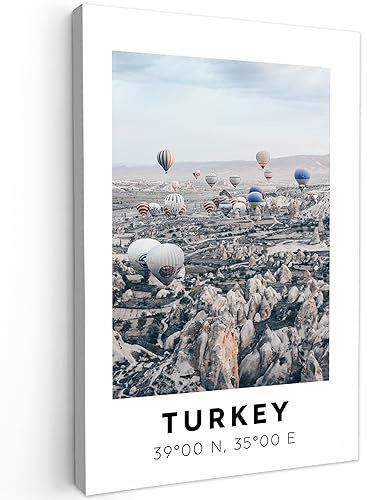 MuchoWow© Leinwand Bilder Groß 80x120 cm XXL Wanddeko Wohnzimmer Aesthetic Room Decor Deko Zimmer Wandbilder Modern Fotogeschenke Türkei - Kappadokien - Heißluftballon