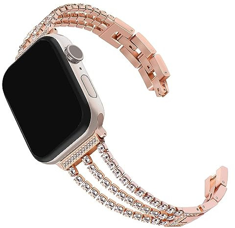 Glitter Bracelet Métal Compatible avec Apple Watch 41mm Series 7/8/9, Paillette Bijoux Smartwatch Bande Strap de Remplacement Bracelet Compatible avec iWatch 38mm 40mm 41mm Series SE/1/2/3/4/5/6/7/8/9
