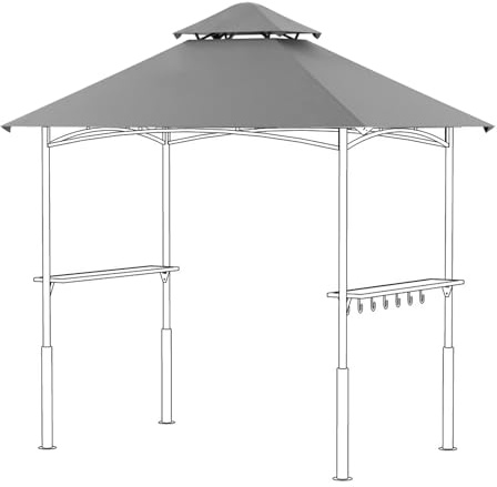 Fung Yard 2,4 x 1,5 m wasserdichter Grill-Pavillon-Überdachung, ultimativer Sonnenschutz, zweistöckig, Outdoor-Grillpavillon, Abdeckung für Pergola oder Dach (grau)