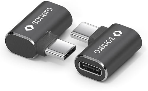 Sonero USB-C mâle vers Prise USB-C coudée à 90°, Adaptateur USB-C, 40Gbps, 240W, 8K60Hz, boîtier en Aluminium, Noir