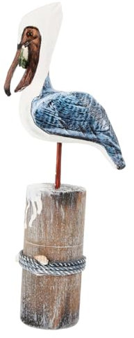 Ciieeo Retro Blue Seabird Ornaments Bird Stump Figurine Nautical Decor Home Decor Vintage Style