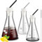 Copkim 2 Pack Lab Flask Chemistry Drinking Glasses 8.5 oz Glass Erlenmeyer Flask Narrow Mouth Erlenmeyer Scientific Beaker for Cocktails Coffee