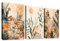 3 Pcs Aquarell Wildblume Floral Mit Rahmen Leinwand Bilder Botanische Blume und grüne Blätter Bild auf Leinwand Malerei Wandbilder Wanddeko Wohnzimmer Schlafzimmer Dekorationen 150x70cm (20x28x3pcs)