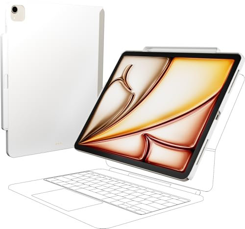 SwitchEasy CoverBuddy Lite for 2024 iPad Air 13 Inch - Case Compatible with Magic Keyboard for iPad Air (M2), with Apple Pencil Pro Pencil Holder - White