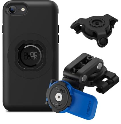 QUAD LOCK Bremszylinderdeckel Handyhalterung für Motorrad mit Vibrationsdämpfer und MAG-Hülle für iPhone SE (3. / 2. Gen) & 8/7