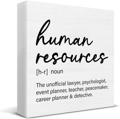 KOPUTE HR Office Decor, HR Office Desk Signs Rustic Human Resources Definition Holzschild Büro für Desktop 12,7 x 12,7 cm